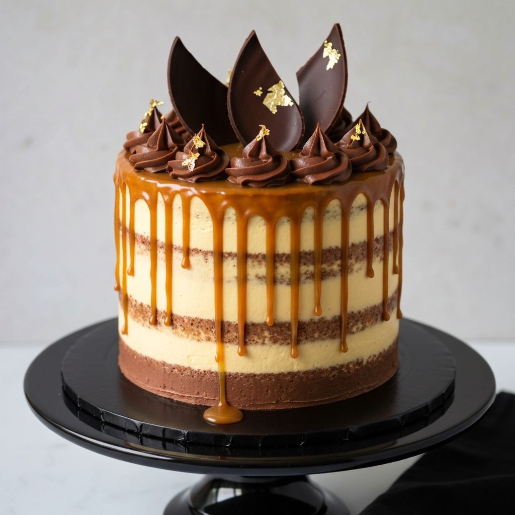 Tall caramel drip cake